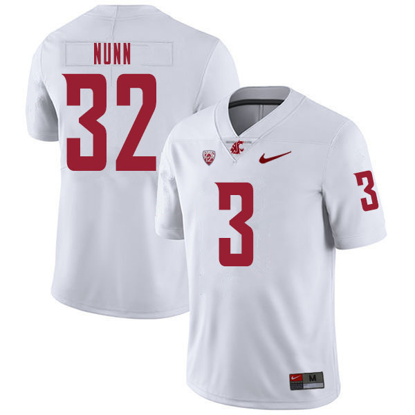 Men #32 Pat Nunn Washington State Cougars College Football Jerseys Sale-White